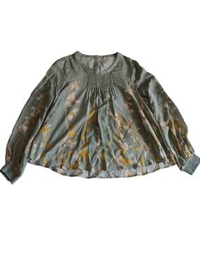 Poetry Size 10 Green Silk Top